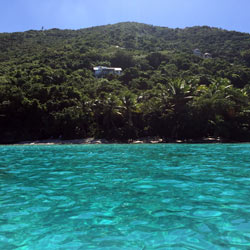 View of the house from the water on Peter Bay